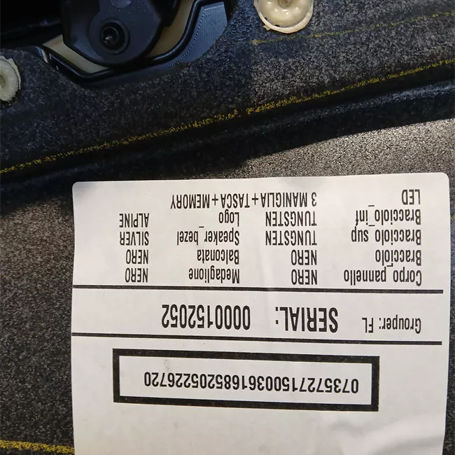 Pannello interno porta anteriore sinistro Gamma bassa nero