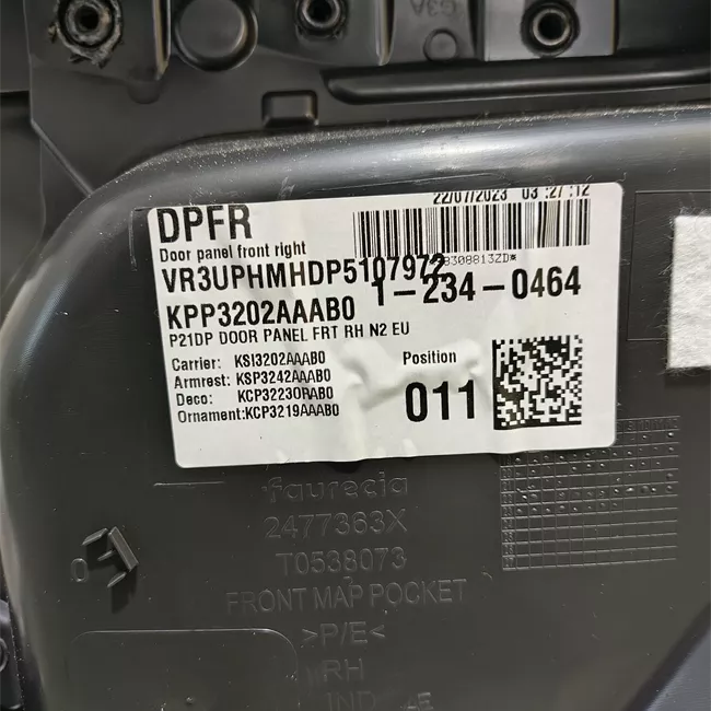 Pannello interno porta anteriore destro nero