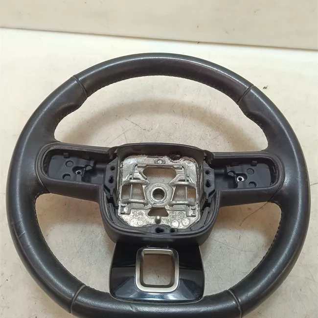 Volante Cuoio 3 bracci con decorazione nero
